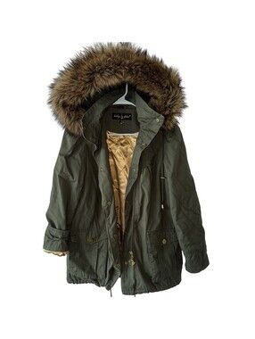 Vintage Y2K Baby Phat Faux Fur Hoody Coat Jacket Green Parka Small MINTcondition